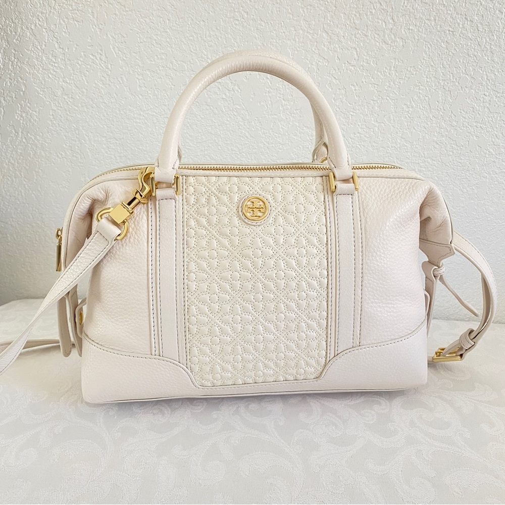 Tory Burch Bryant Ivory Leather 2 way Bag